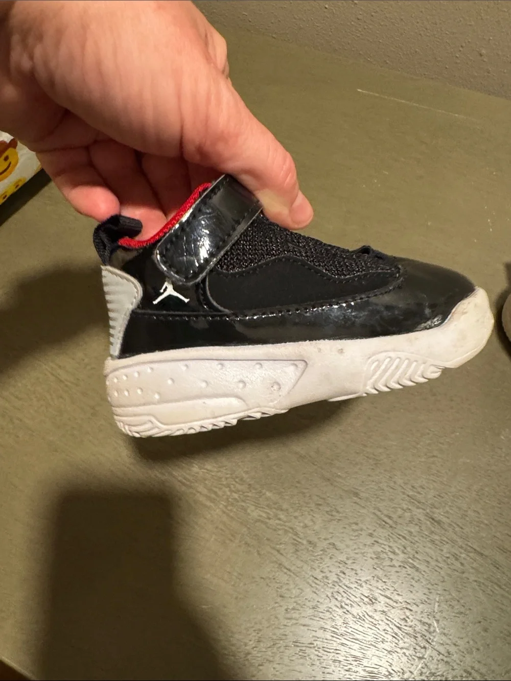 Jordan Kids Black and White Sneakers with Red Jumpman size 5C